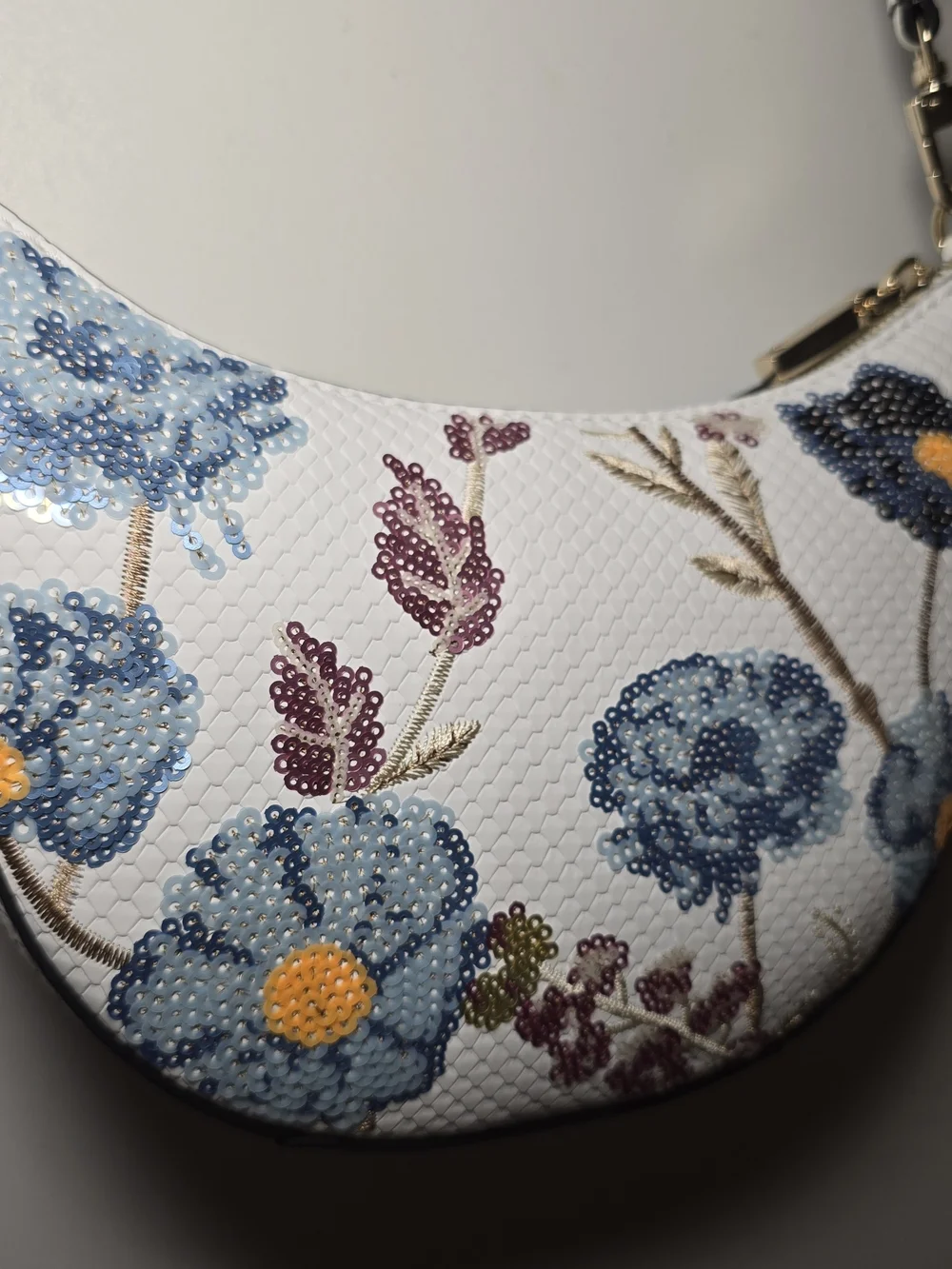 GUESS White Floral Sequin Shoulder Bag - Picture 3 of 6